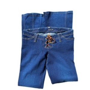 frankie b low rise jeans with flare leg - size large